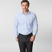 Contemporary Fit Light Bengal Stripe Sea Island Quality Cotton Shirt With Classic Collar Double Cuff