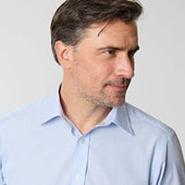 Contemporary Fit Light Bengal Stripe Sea Island Quality Cotton Shirt With Classic Collar Double Cuff