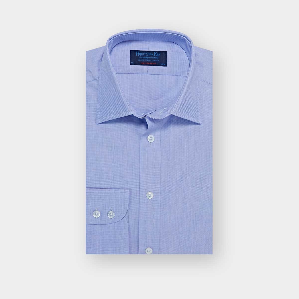 Contemporary Fit End On End Cotton Shirt With Classic Collar Two Button Cuff