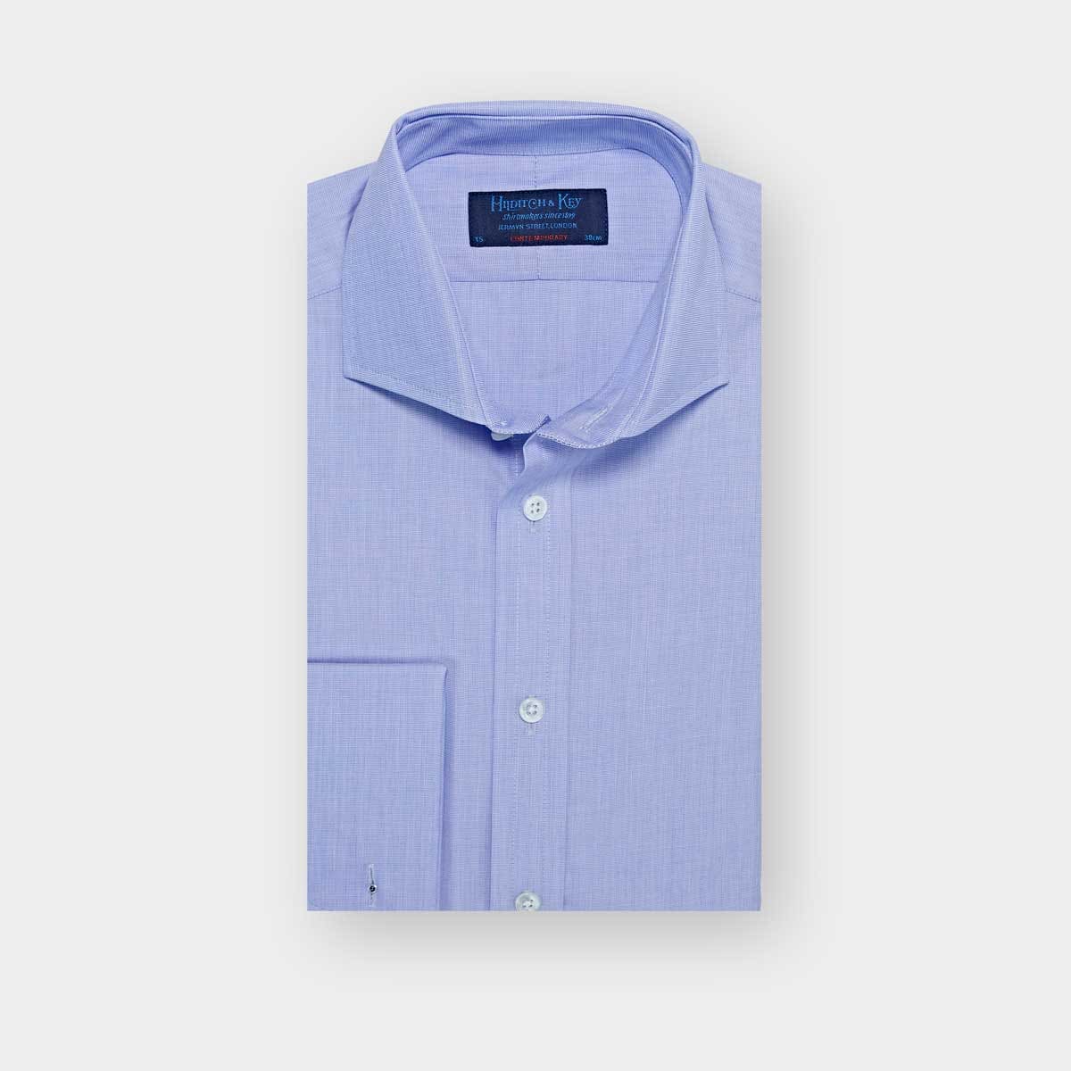 Contemporary Fit End On End Cotton Shirt With Cut Away Collar Double Cuff