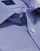 Classic Fit White Shepherds Check Cotton Poplin Shirt With Classic Collar Double Cuff