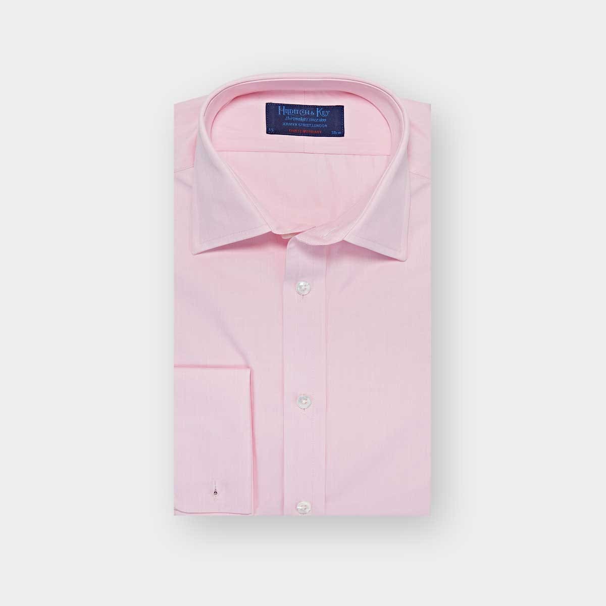 Contemporary Fit Pink End On End Cotton Shirt With Classic Collar Double Cuff