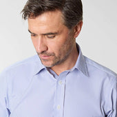 Contemporary Fit Fine Bengal Stripe Cotton Poplin Shirt With Classic Collar Double Cuff