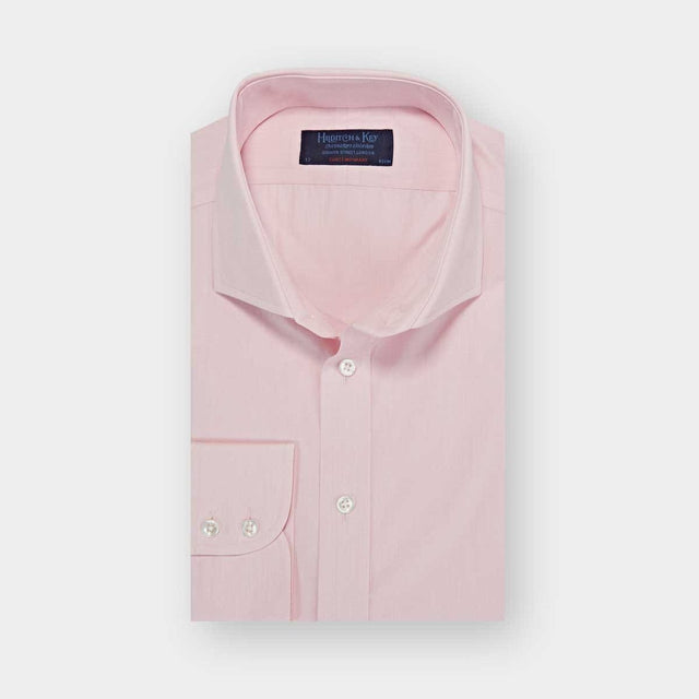Contemporary Fit Pink End-on-End Cotton Shirt with Cut-away Collar & Two Button Cuff