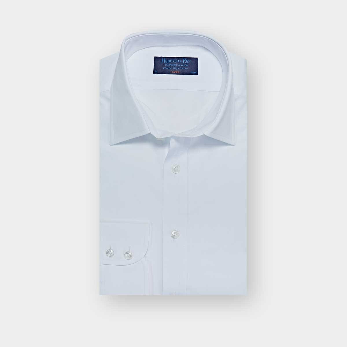 Classic Fit Plain Cotton Poplin Shirt With Classic Collar Two Button Cuff