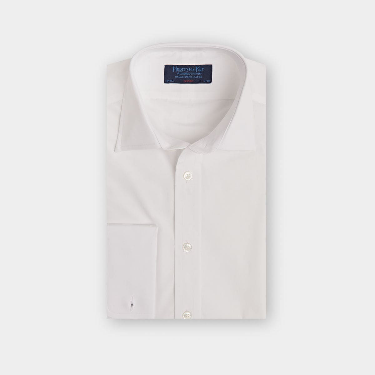 Classic Fit Plain Cotton Poplin Shirt With Classic Collar Double Cuff