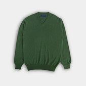 Green V-Neck Cashmere Sweater