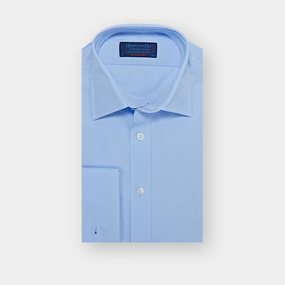 Contemporary Fit Plain Cotton Poplin Shirt With Classic Collar Double Cuff