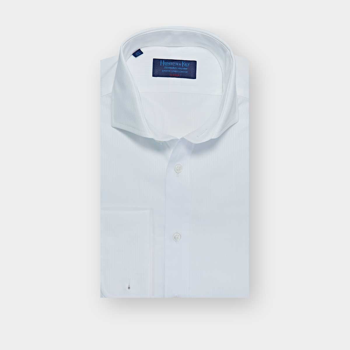 Classic Fit Satin Stripe On Cotton Shirt With Cut Away Collar Double Cuff