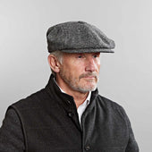 Grey Mottle Twill Wool Gatsby Cap