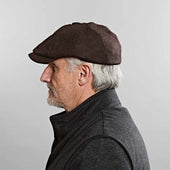 Dark Brown Herringbone Wool Gatsby Cap
