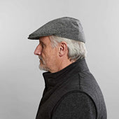 White Plain Weave Wool Flat Cap