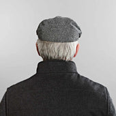 White Plain Weave Wool Flat Cap