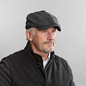 Dark Grey Plain Weave Wool Gatsby Cap