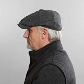 Dark Grey Plain Weave Wool Gatsby Cap