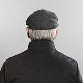 Dark Grey Plain Weave Wool Gatsby Cap