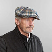 Multicolour Check Silk Linen Wool Gatsby Cap