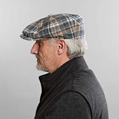 Multicolour Check Silk Linen Wool Gatsby Cap