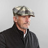 Brown Large Check Cotton Silk Gatsby Cap