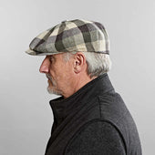 Brown Large Check Cotton Silk Gatsby Cap