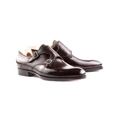 Double Buckle Monk in dark brown Crust calf leather