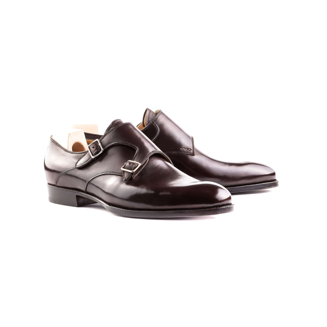 Double Buckle Monk in dark brown Crust calf leather