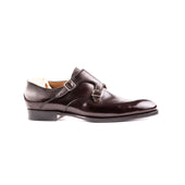 Double Buckle Monk In Dark Brown Crust Calf Leather