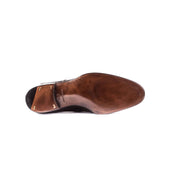 Double Buckle Monk In Dark Brown Crust Calf Leather