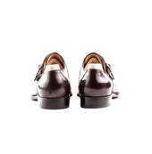 Double Buckle Monk In Dark Brown Crust Calf Leather