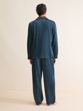Men S Silk Pajamas London Geo Cross Teal