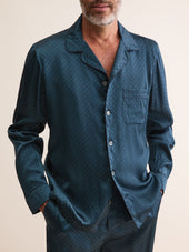 Men S Silk Pajamas London Geo Cross Teal