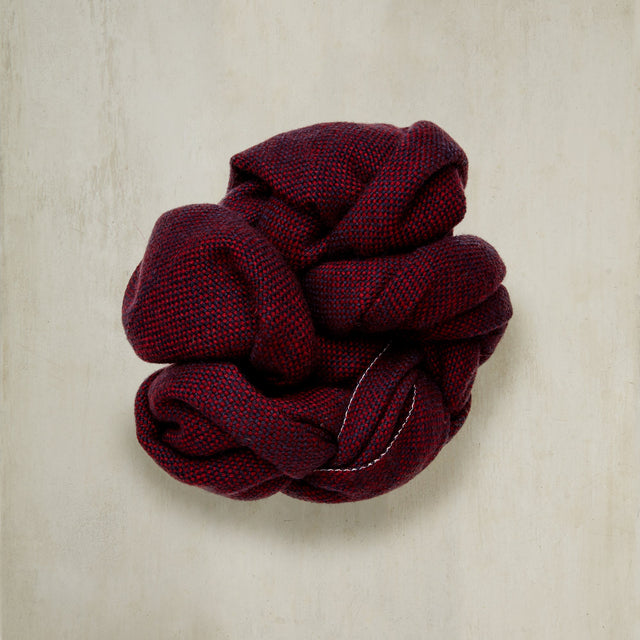 Cashmere Birdseye Scarf In Burgundy And Navy