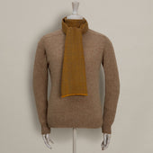 Cashmere Birdseye Weave Scarf In Gold And Grey