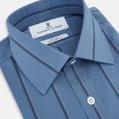 Grey And Navy Track Stripe Mayfair Shirt