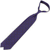 Floral Printed Silk Tie Royal Purple Hand Rolled