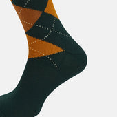 Green Wool Check Mid Length Socks