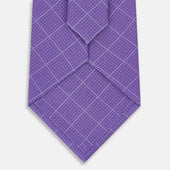 Purple Dotted Check Pattern Printed Silk Tie