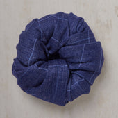 Windowpane Check Cashmere Scarf In Dark Blue and Sky