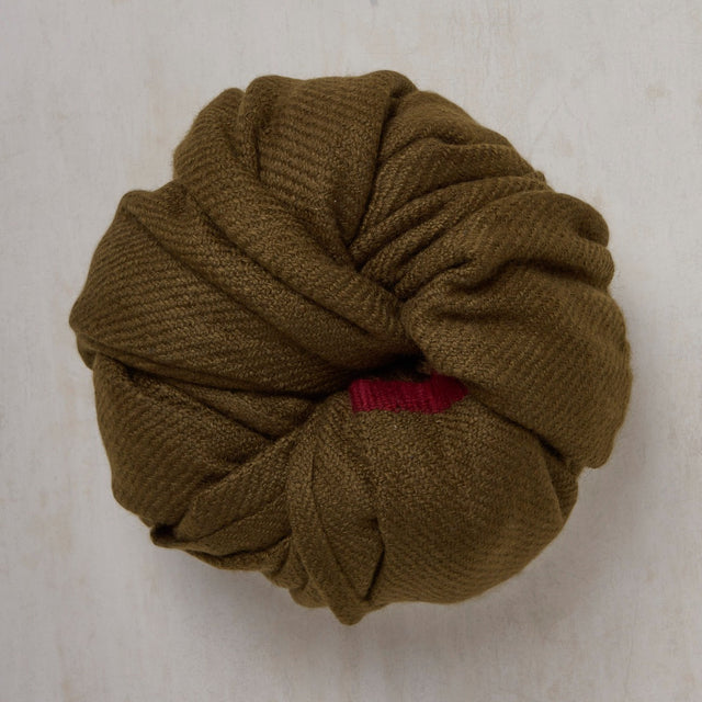 Heavy Twill Hand Woven Cashmere Shawl In Khaki