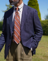 Repp Stripe Silk Tie Hand Rolled