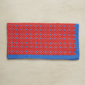 Cotton Mosaic Print Neckerchief In Red And Sky