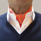 Cotton Mosaic Print Neckerchief In Red And Sky