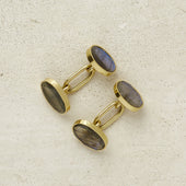 Gold Cufflinks With Labradorite Stone