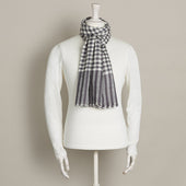 Small Check Cashmere Scarf In And Ivory