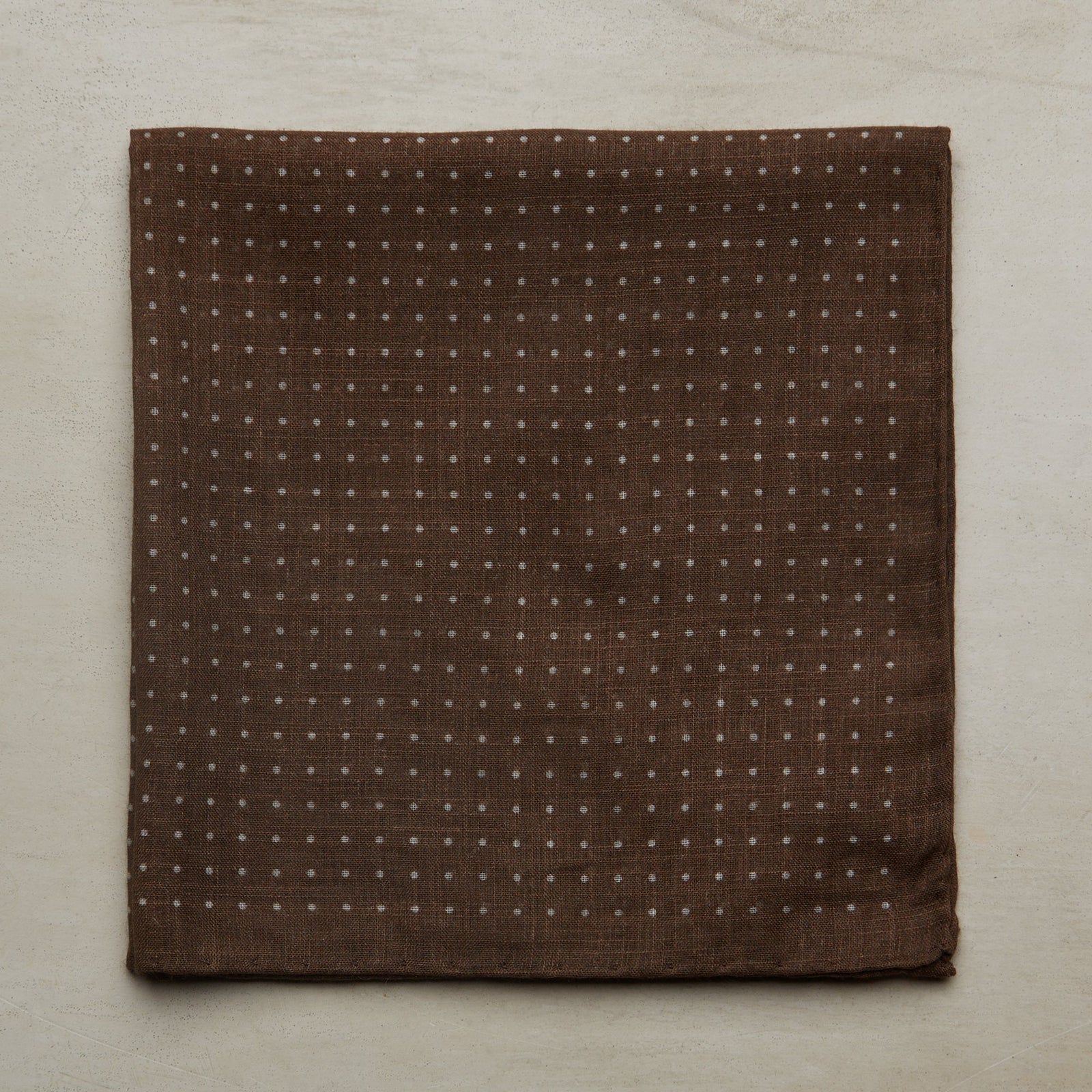 Cotton Spotted Pocket Square In Light Brown And White