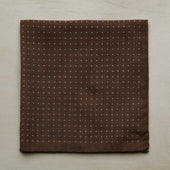 Cotton Spotted Pocket Square in Light Brown and White