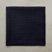 Cotton Spotted Pocket Square in Navy and White