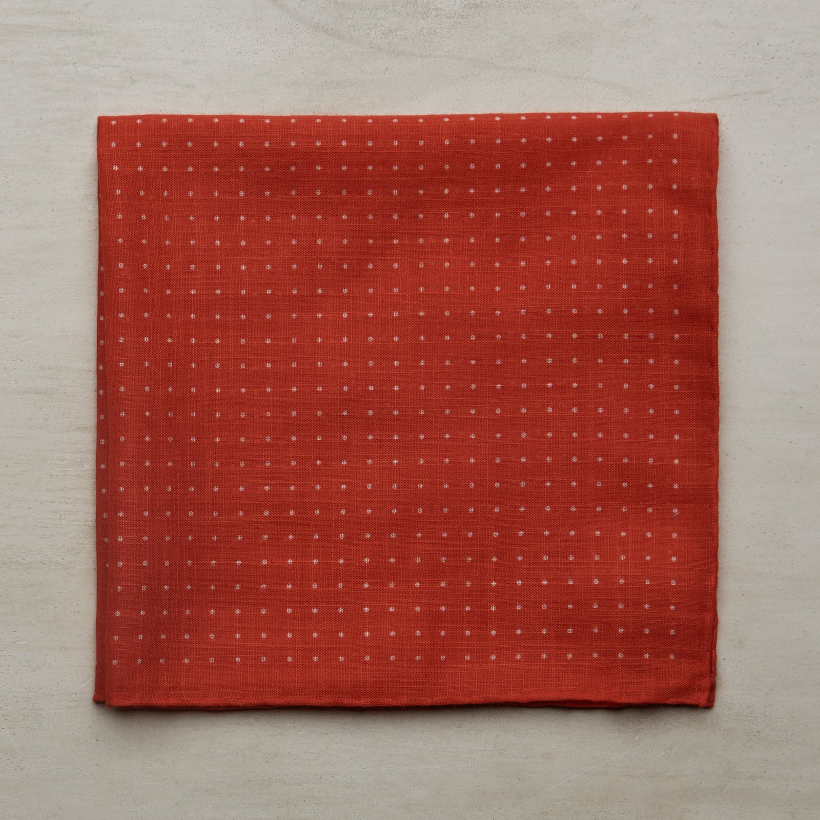 Cotton Spotted Pocket Square In Red And White