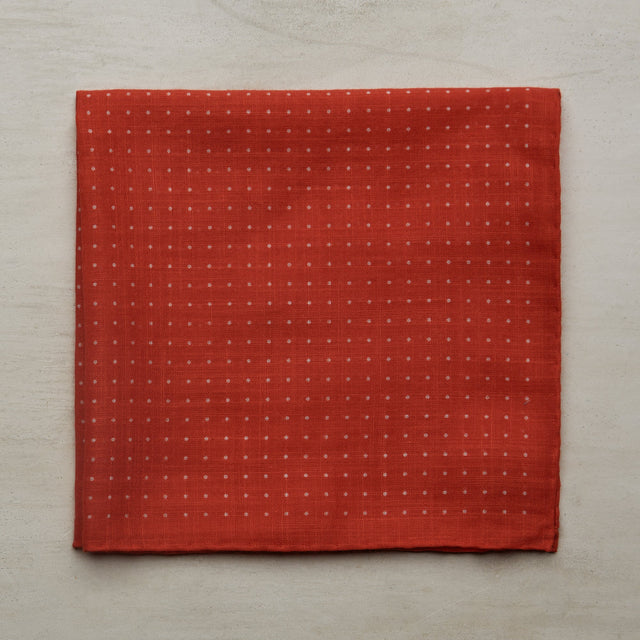 Cotton Spotted Pocket Square in Red and White