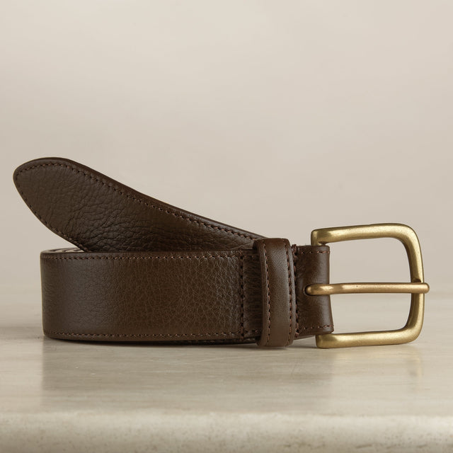 Plain Leather Belt In Brown